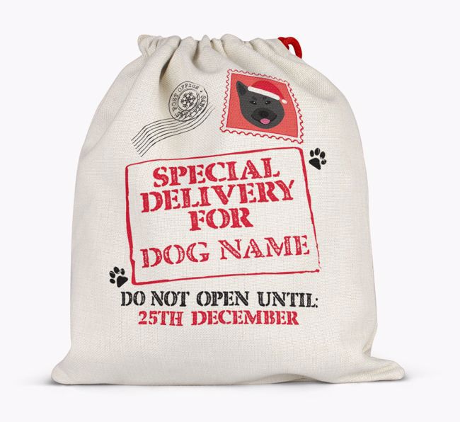 Special Delivery for {dogsName}: Personalised {breedFullName} Santa Sack